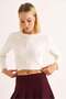 Women's Ribbon Long Sleeve Crop Blouse White - 5