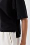 Women's Crew Neck Two Thread Crop Blouse Black - 4