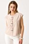 Women's Button Detailed Zero Sleeve Vest Beige - 3