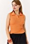 Zero Sleeve Polo Neck Basic Knitted Camisole Blouse Orange - 3