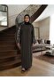 Oversized Robe Dress with Detailed Sleeves, Made from Melange Fabric, Suitable for Sizes 46-60. - 4