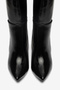 Black Shiny Gold Detailed Thin High Heel Boots - 6