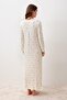 Long Sleeve Patterned Buttoned Lycra Viscose Nightgown - 5