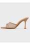 Women's summer 8cm thin heeled slippers - 230 3162 - beige mesh - 3