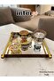 Metal Presentation Tray with Gold Handles, Decorative Luxury Serving Coffee Catering Tray (21 X 25 cm) - 3