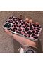 iPhone 12 Mini Compatible Pink Back Black Leopard Pattern Acrylic Back Silicone Edge Phone Case - 3