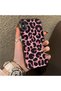 iPhone X/Xs Compatible Pink Back Black Leopard Pattern Acrylic Back Silicone Edge Phone Case - 2