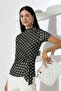 Women's Micro Digital Polka Dot Blouse with Tie Detail - 7