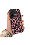 Xiaomi Poco X6 Compatible Pink Back Black Leopard Pattern Acrylic Back Silicone Edge Phone Case