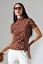 Women's Micro Digital Polka Dot Blouse with Tie Detail - 7