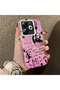 Infinix Smart 8/8 Pro/8 Plus Compatible Pink Horror Movie Mask Patterned Acrylic Back Silicone Edge Phone Case - 2