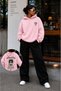 Women's Oversize Hooded Hoodie with Cat Print on the Back and Text Detail, Long Sleeve Casual Comfortable Cut Sweatshirt - 2