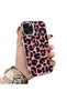 iPhone 11 Pro Compatible Pink Back Black Leopard Pattern Acrylic Back Silicone Edge Phone Case