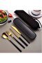 Cutlery Set – Black & Gold Knife | Spoon | Fork | Chopsticks | 4-in-1 Stainless Steel with Box