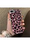 Pink Back Black Leopard Pattern Acrylic Back Silicone Edge Phone Case Compatible with iPhone 7/8/Se 2020 2022 - 3
