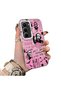 Infinix Hot 60 Pro Compatible Pink Horror Movie Mask Patterned Acrylic Back Silicone Edge Phone Case