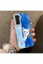 Samsung Galaxy S21 Fe Compatible Cute White Cat Pattern Acrylic Back Silicone Edge Phone Case - 3