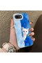 Cute White Cat Pattern Acrylic Back Silicone Edge Phone Case Compatible with iPhone 16E - 2
