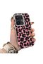 Vivo X200 Fe Compatible Pink Back Black Leopard Pattern Acrylic Back Silicone Edge Phone Case