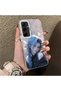 Samsung Galaxy A55 Compatible Blue Haired Anime Girl Patterned Acrylic Back Silicone Edge Phone Case - 2