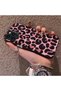 iPhone 13 Pro Compatible Pink Back Black Leopard Pattern Acrylic Back Silicone Edge Phone Case - 3