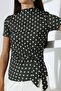 Women's Micro Digital Polka Dot Blouse with Tie Detail - 2