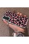Samsung Galaxy M15 Compatible Pink Back Black Leopard Pattern Acrylic Back Silicone Edge Phone Case - 3