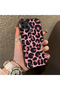 Realme C25Y/C21Y Compatible Pink Back Black Leopard Pattern Acrylic Back Silicone Edge Phone Case - 2