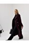 Medallion Buttoned Double-Breasted Coat Claret Red - 4