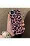 Realme C21 Compatible Pink Back Black Leopard Pattern Acrylic Back Silicone Edge Phone Case - 2