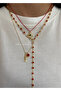 3-Piece Women's Gold Charm Red Heart Low-Cut Necklace Combination - 2