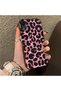 iPhone Xr Compatible Pink Back Black Leopard Pattern Acrylic Back Silicone Edge Phone Case - 2