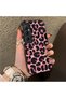 Realme C65 4g Compatible Pink Back Black Leopard Pattern Acrylic Back Silicone Edge Phone Case - 2