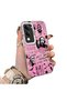 Vivo Y04 Compatible Pink Horror Movie Mask Patterned Acrylic Back Silicone Edge Phone Case