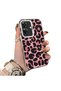 Realme Note 60 Compatible Pink Back Black Leopard Pattern Acrylic Back Silicone Edge Phone Case - 2