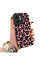 Infinix Smart 9 Compatible Pink Back Black Leopard Pattern Acrylic Back Silicone Edge Phone Case