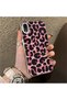iPhone Xr Compatible Pink Back Black Leopard Pattern Acrylic Back Silicone Edge Phone Case - 2