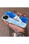 iPhone 14 Pro Compatible Cute White Cat Pattern Acrylic Back Silicone Edge Phone Case - 3
