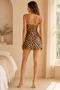 Women's Leopard Patterned Satin Thin Strap Mini Nightgown – Elegant Nightwear - 4