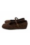 Women's Brown Suede Hidden Heeled Ballerina Shoes with Buckle Strap Casual Shoes 3 cm Norella - 4