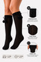Girls' Knee High Socks with Pompom Bowknot Openwork Knitted Pattern Long Socks 2-5 / 6-12 Years Old Black White - 6