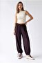4965 Women's Elastic Waist Lace-Up Shalwar Trousers Claret Red