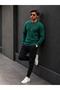 Men's Regular Striped Casual Green Knit Sweater - 3