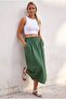 Green Pocketed Unlined Elastic Waist Casual Linen Look Oversize Woven Skirt 95 75 - 8