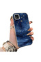 Xiaomi Poco C31 Compatible Navy Blue Watercolor Mountain-Star Art Pattern Acrylic Back Silicone Edge Phone Case