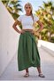 Green Pocketed Unlined Elastic Waist Casual Linen Look Asymmetrical Woven Skirt 90 75 - 4