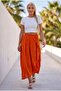 Orange Pocketed Unlined Elastic Waist Casual Linen Look Asymmetrical Woven Skirt 90 75 - 6