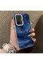 Xiaomi Poco F7 Compatible Navy Blue Watercolor Mountain-Star Art Pattern Acrylic Back Silicone Edge Phone Case - 2