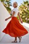 Orange Pocketed Unlined Elastic Waist Casual Linen Look Asymmetrical Woven Skirt 90 75 - 7