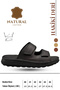 Genuine Leather Men's Slippers - Genuine Leather Men's Slippers with Soft Thick Soles C Black - 4